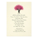 Tree and Text Design Wedding Pink Custom Invitation