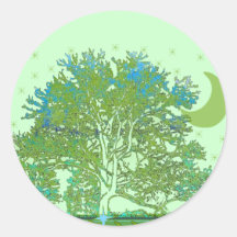Tree Blues Round Sticker