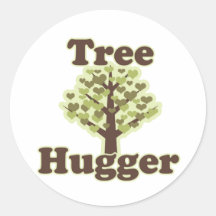 Tree Hugger Hug a Tree Round Stickers