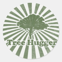 Tree Hugger Think Green Stickers