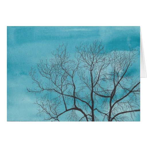 Tree in winter greeting card
