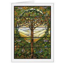 Tree of Life/Tiffany Stained Glass Window Greeting Card