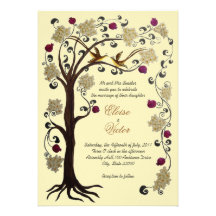 Tree of Life wedding invitation (v) cream /ivory