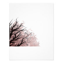 Tree purple floral left side invitations