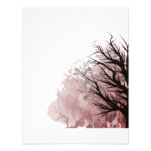 Tree purple floral right corner custom announcements