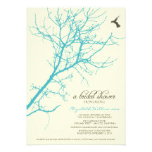Tree Silhouette Bridal Shower Invitation (aqua)