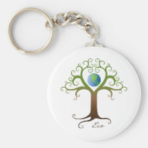 Tree with branches surrounding planet earth key chains