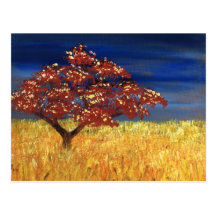 Tree with Flowers Post Card