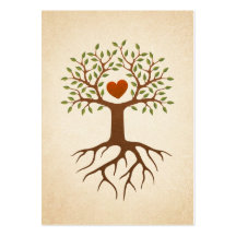 Tree with heart and roots business card templates