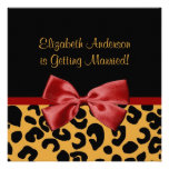 Trendy Black And Gold Leopard Print Bridal Shower Custom Announcement