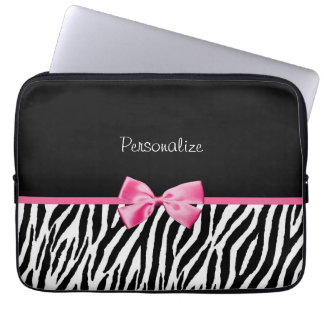 laptop trendy zebra ribbon sleeve computer pink sleeves aztec tribal geometric pattern zazzle