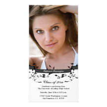 Trendy black swirls photo graduation announcement personalized photo card