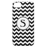 Trendy Black White Chevron Pattern with Monogram iPhone 5 Case