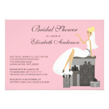 Trendy Blonde Bride Bridal Shower Invitation Pink