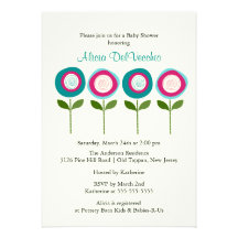 Trendy BLOOM Flowers Baby Shower Invitation