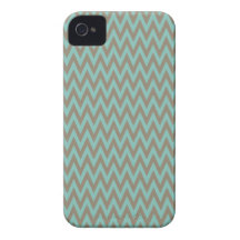Trendy Blue and Grey Chevron Stripes Zig Zags iPhone 4 Covers