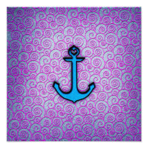 Trendy Blue and Purple Pastel Heart Anchor Photo