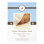 Trendy blue boy's newborn photo announcement