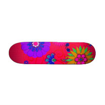 Trendy Bright Colored Floral Skate Board