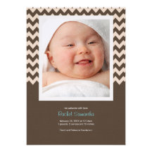 Trendy Chevron Baby Girl Birth Announcement