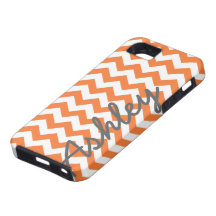 Trendy Chevron Pattern with name - orange grey