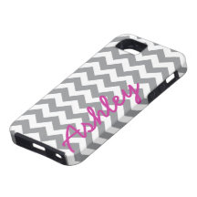 Trendy Chevron Pattern with name - pink grey