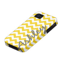 Trendy Chevron Pattern with name - yellow grey casemate cases