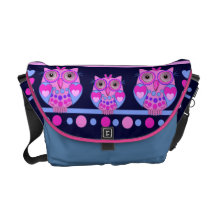 Trendy cute Messenger bag with Cute cartoon Owls