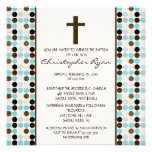 Trendy Fun DOTS Baby Boy Baptism Inviation Personalised Invites