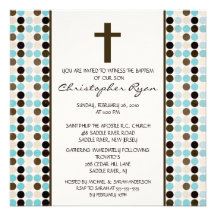 Trendy Fun DOTS Baby Boy Baptism Inviation Personalised Invites