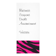 Trendy Hot Pink Fuchsia Black Zebra Stripes Print Full Colour Rack Card