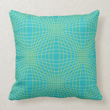 Trendy Lime and Aqua Blue Abstract Pattern Pillow
