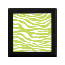 Trendy Lime Green Zebra Print Pattern Trinket Box