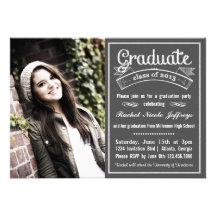 Trendy Modern Chalkboard Typography Graduation Personalised Announcement