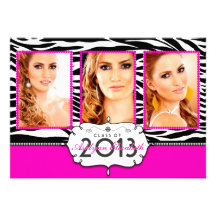 Trendy Modern Zebra Striped 2013 Graduation Announcements