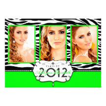 Trendy Modern Zebra Striped Graduation Invitation