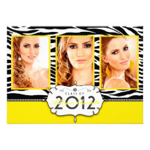 Trendy Modern Zebra Striped Graduation Invitation