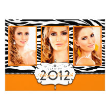 Trendy Modern Zebra Striped Graduation Invitation