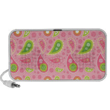 Trendy Pink and Lime Green Paisley Pattern Travel Speakers