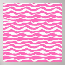 Trendy Pink and White Zebra Striped Pattern Poster