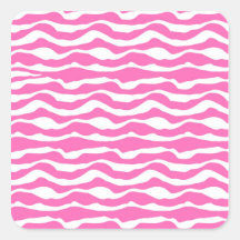 Trendy Pink and White Zebra Striped Pattern Square Sticker