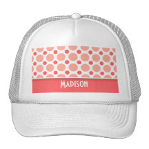 Trendy Pink & Coral Polka Dots Mesh Hat