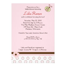 Trendy Pink Ladybug 5x7 Bridal Shower Invite