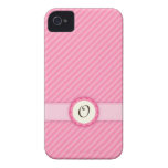 Trendy pink stripes monogram iPhone 4 case
