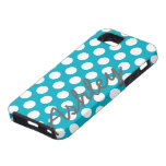Trendy Polka Dot Pattern with name - blue grey