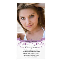 Trendy purple swirls photo graduation announcement picture card