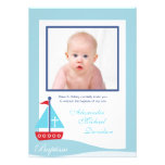 Trendy Sailboat Baptism Photo Invitation 2-sided