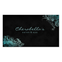 Trendy Salon Spa Floral Business Card Blue Green