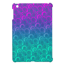 Trendy Swirly Wavy Teal and Bright PInk Abstract iPad Mini Covers