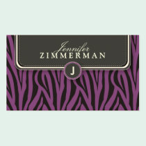 Trendy Zebra Print Designer Business Card: Violet business cards
